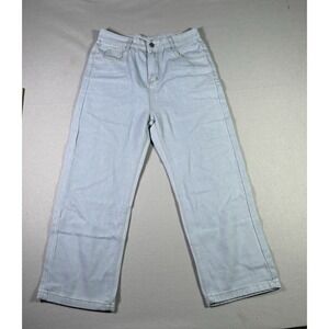 Womens 28 x 24 Light Wash High Waisted Wide Leg Denim Jeans Blue Size Large